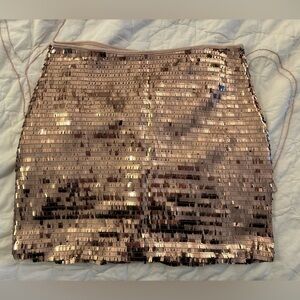 Women’s Gianni Bini Rose Gold Metallic Sequin Skirt